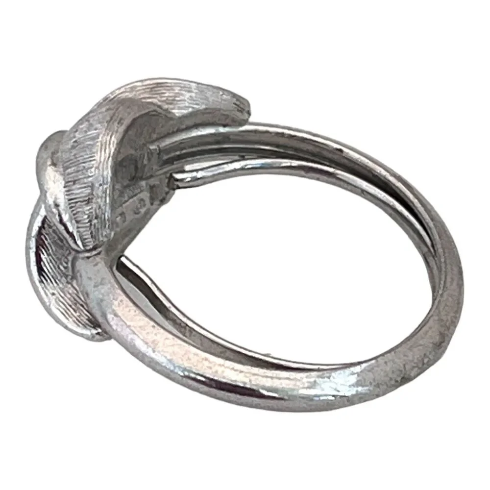 Vintage 1970s Avon Ring Adjustable Knot Textured Silver Tone - 5W